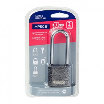 Замок навесной Apecs PD-01-38-L-Blister (00015922)