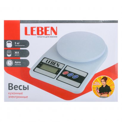 Весы электронные  LEBEN  5кг  ЖК-дисплей  пластик