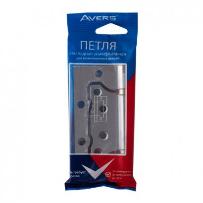 Петля накладная  AVERS  100*75*2,5-B2-CR  хром  100 мм