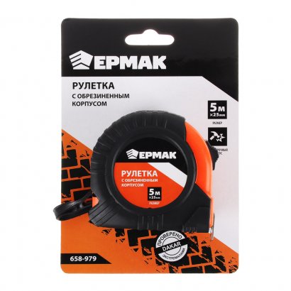 Рулетка  ЕРМАК  5 м   обрезиненный корпус