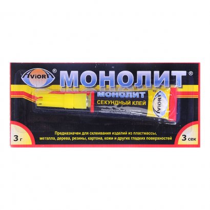Клей  AVIORA  МОНОЛИТ  моментальный  3 гр  (на карте 12шт.)