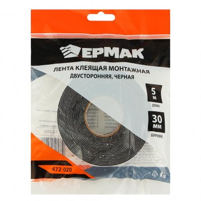 Лента мотажная двухсторонняя клейкая  30мм х 5м  черная