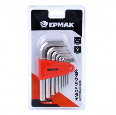 Ключи шестигранные  ЕРМАК  короткие  1,5 - 10 мм (9шт.)
