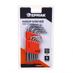 Ключи TORX-профиль  ЕРМАК  50 х 3 мм - 125 х 9 мм  (9шт.)